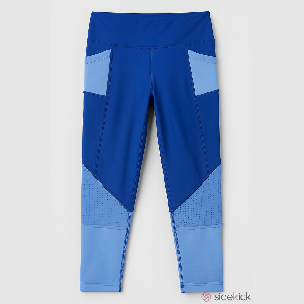 Girls Danskin Now Dri-More Royal Blue Light Colorblock Leggings Size Medium 7/8